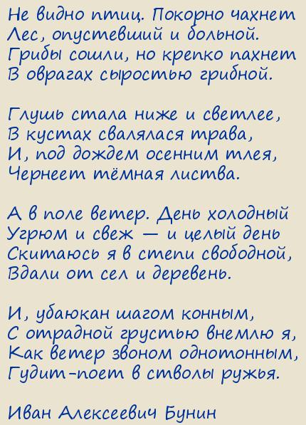 Анализ стихотворения Не видно птиц покорно чахнет Бунина